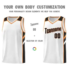 White Black-Orange Classic Mesh Sport Basketball Jersey 3