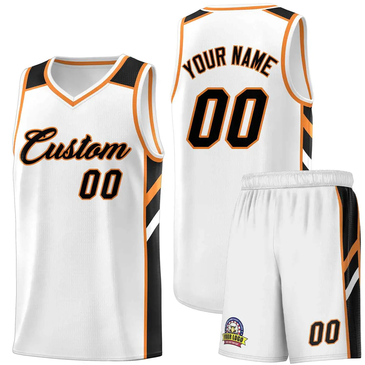 White Black-Orange Classic Sets Basketball Uniform Jersey
