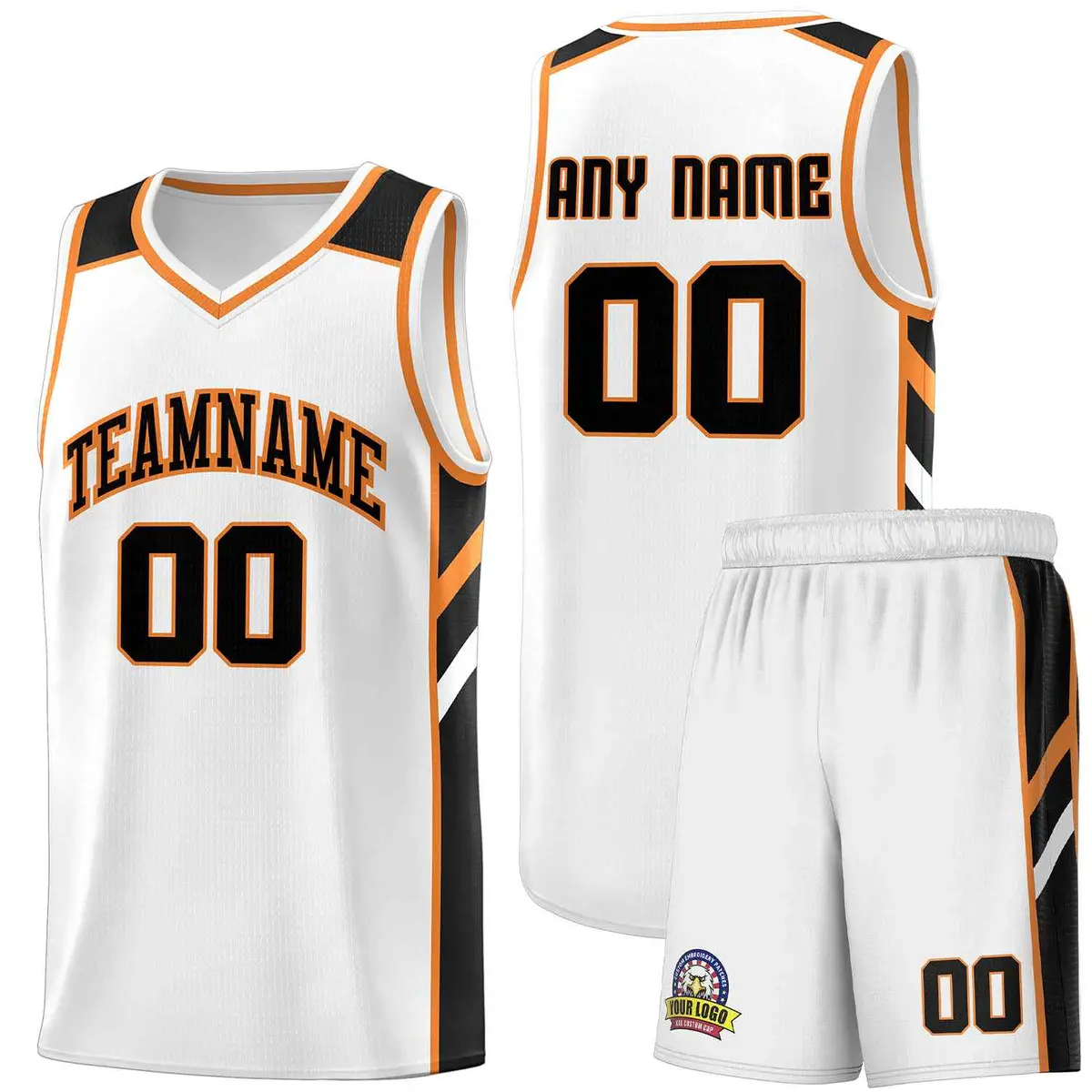 White Black-Orange Classic Sets Basketball Uniform Jersey