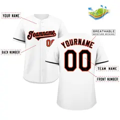 White Black-Orange Classic Style Baseball Jersey 2