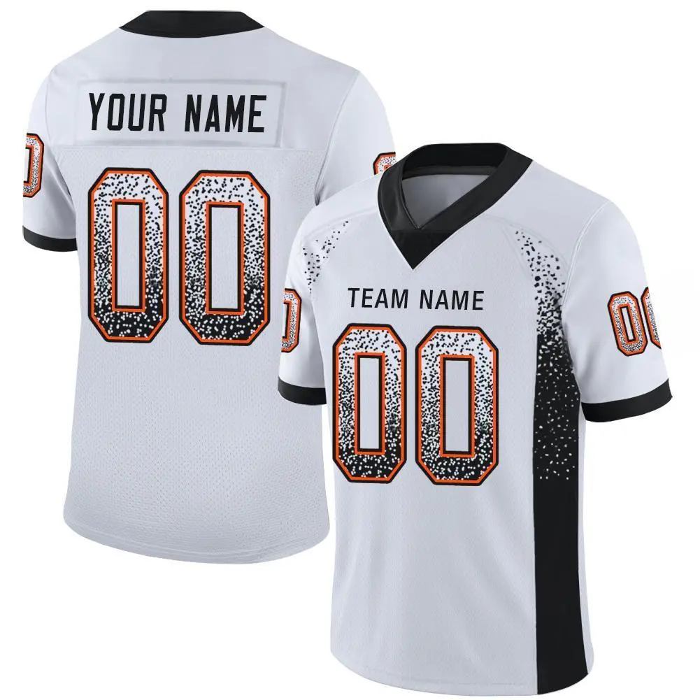White Black-Orange Drift Mesh Football Jersey