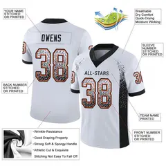 White Black-Orange Drift Mesh Football Jersey 2