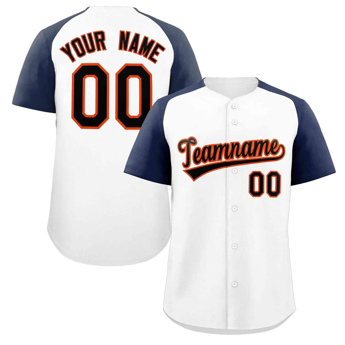 White Black-Orange Raglan Sleeves Authentic Baseball Jersey