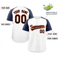 White Black-Orange Raglan Sleeves Authentic Baseball Jersey 2