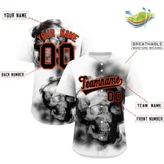 White Black Orange Skeleton Graffiti Baseball Jersey 2