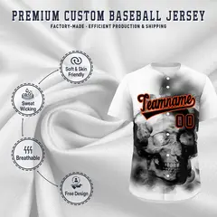 White Black Orange Skeleton Graffiti Baseball Jersey 4