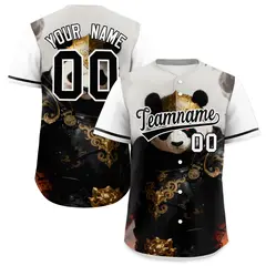 White Black Panda Graffiti Animal Series Baseball Jersey 1