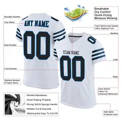 White Black-Panther Blue Mesh Football Jersey 2