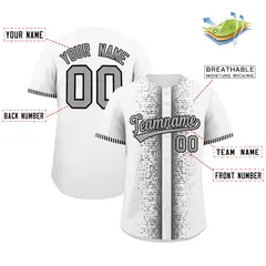 White Black Phonetic Rhythm Authentic Baseball Jersey 2