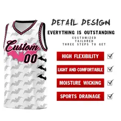 White Black Pink Bat Pattern Halloween Basketball Jersey 2