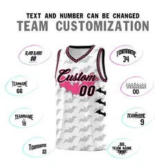 White Black Pink Bat Pattern Halloween Basketball Jersey 4
