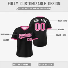 White Black Pink Reversible Pullover Baseball Jersey 3