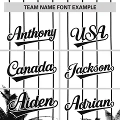 White Black Pinstripe Coconut Tree Authentic Baseball Jersey 3