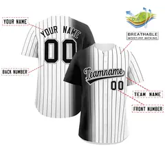 White Black Pinstripe Gradient Baseball Jersey 2