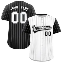White Black Pinstripe Raglan Sleeves Baseball Jersey