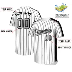 White Black Pinstripe Two-tone Side Baseball Jersey 2