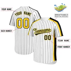 White Black Pinstripe Two-tone Side Baseball Jersey 2