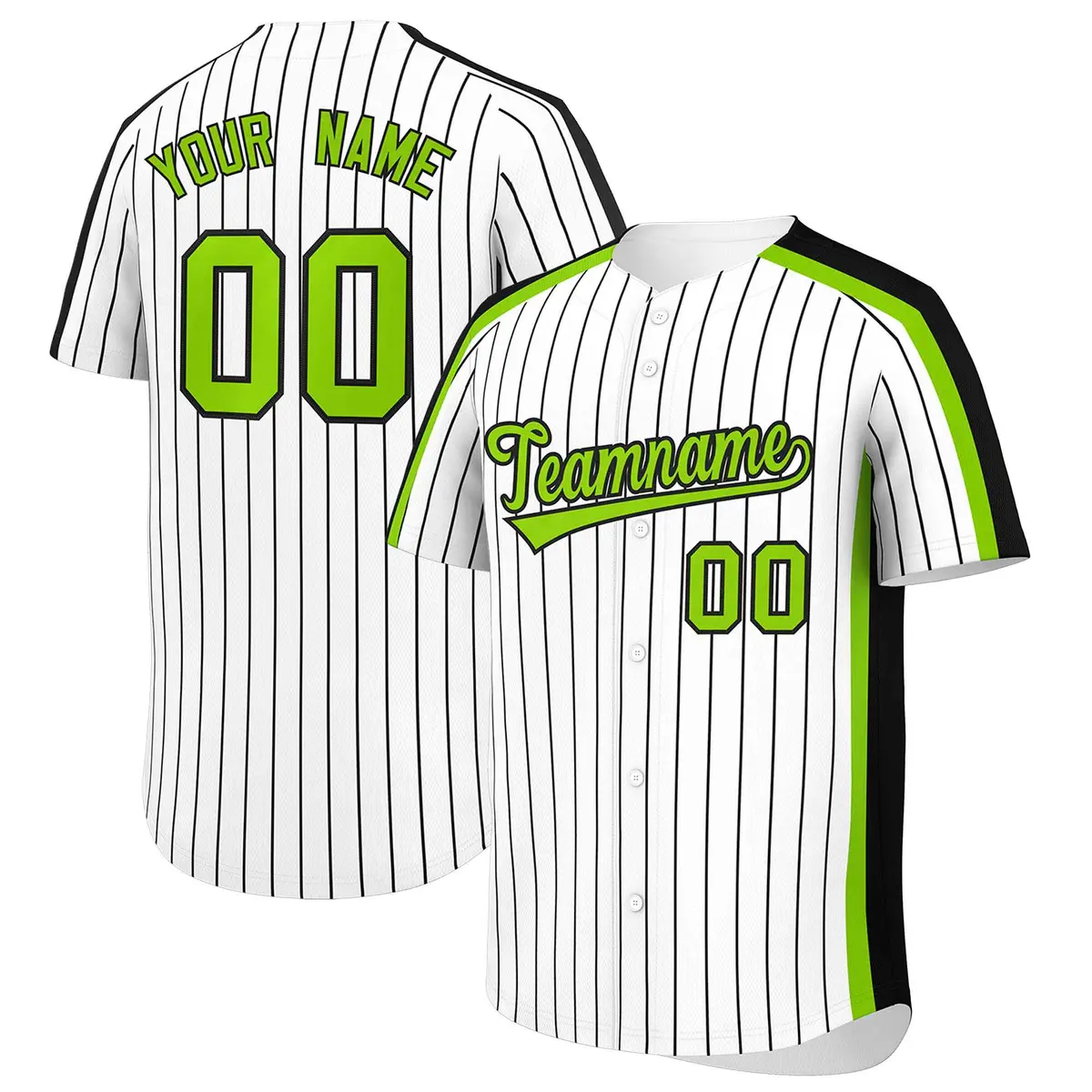 White Black Pinstripe Two-tone Side Baseball Jersey