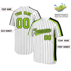 White Black Pinstripe Two-tone Side Baseball Jersey 2