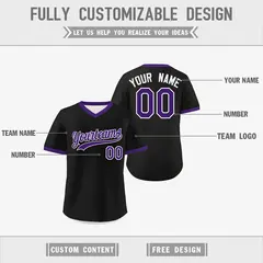 White Black Purple Reversible Pullover Baseball Jersey 3