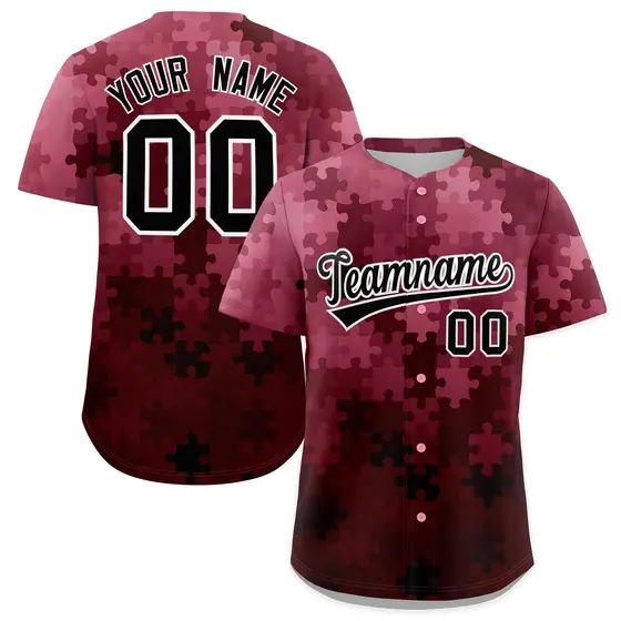 White Black Puzzle Elements Baseball Jersey