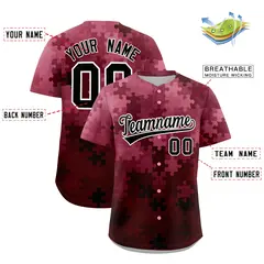 White Black Puzzle Elements Baseball Jersey 2