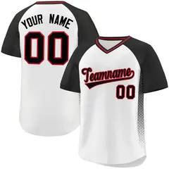 White Black Raglan Side Spot Pullover Baseball Jersey