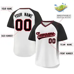 White Black Raglan Side Spot Pullover Baseball Jersey 3