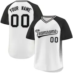 White Black Raglan Side Spot Pullover Baseball Jersey 1