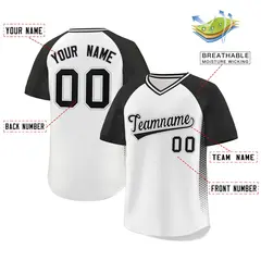 White Black Raglan Side Spot Pullover Baseball Jersey 2