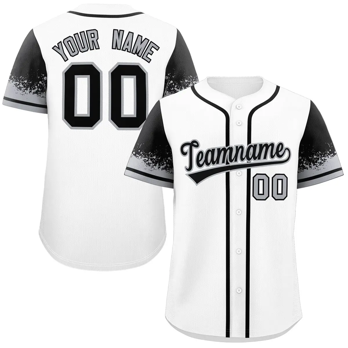 White Black Raglan Sleeve Authentic Baseball Jersey
