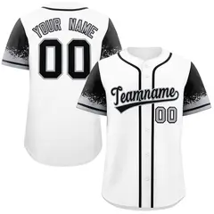 White Black Raglan Sleeve Authentic Baseball Jersey
