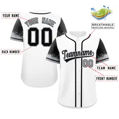 White Black Raglan Sleeve Authentic Baseball Jersey 2