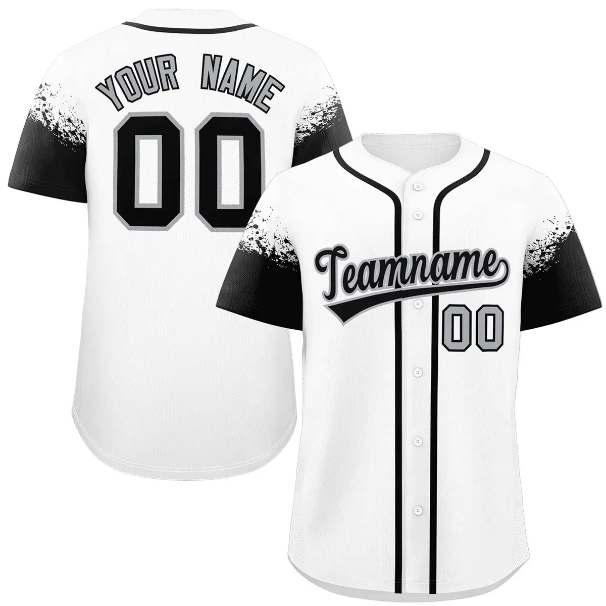 White Black Raglan Sleeve Authentic Baseball Jersey