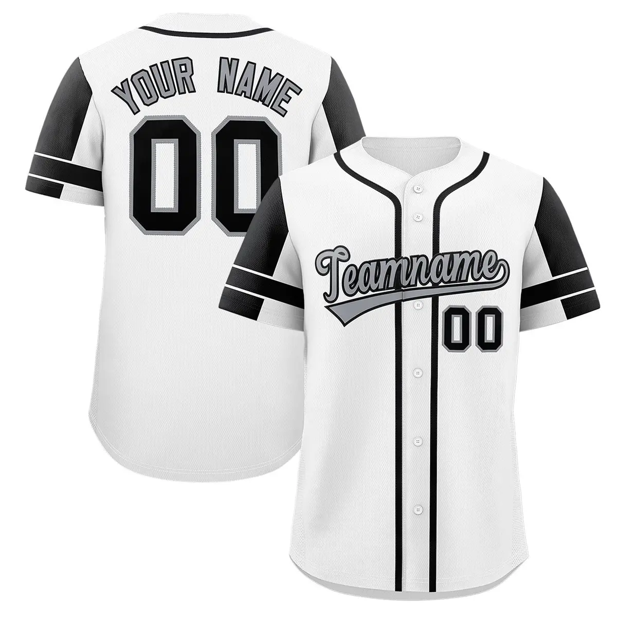 White Black Raglan Sleeves Authentic Baseball Jersey