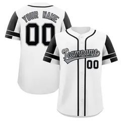 White Black Raglan Sleeves Authentic Baseball Jersey