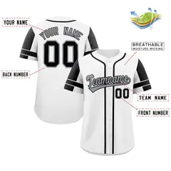 White Black Raglan Sleeves Authentic Baseball Jersey 2