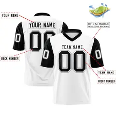 White Black Raglan Sleeves Authentic Football Jersey 2