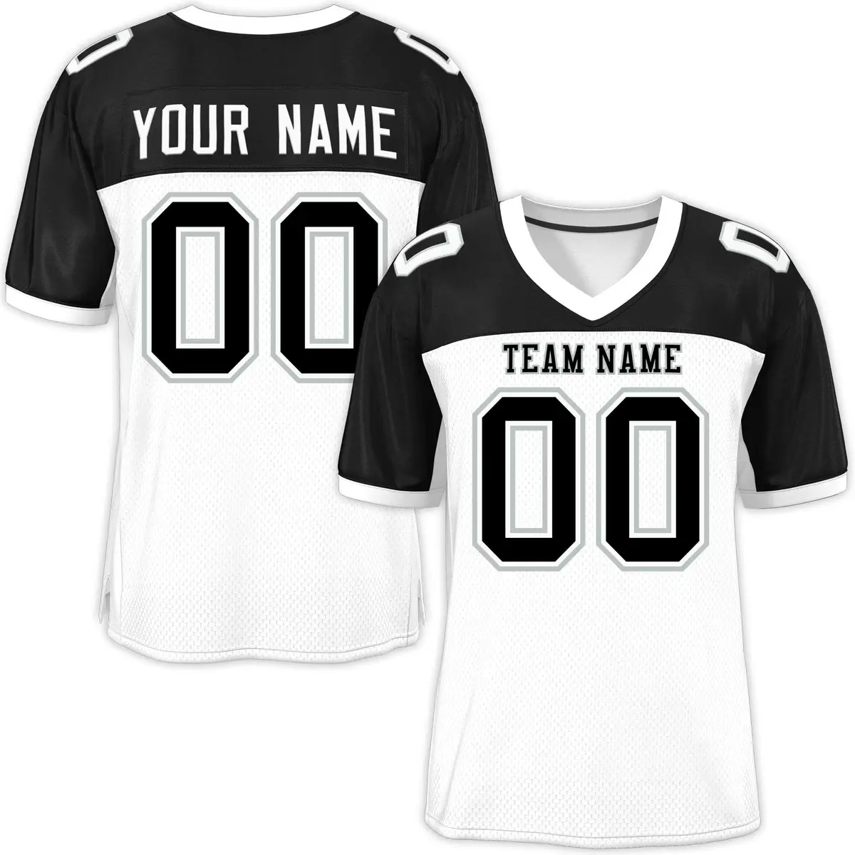 White-Black Raglan Sleeves Fashion Authentic Football Jersey
