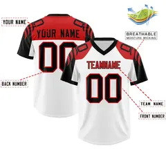 White Black Raglan Sleeves Pattern Football Jersey 2