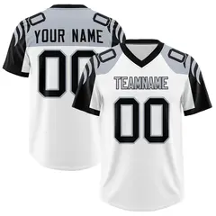 White Black Raglan Sleeves Pattern Football Jersey