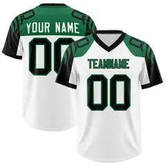 White Black Raglan Sleeves Pattern Football Jersey 1