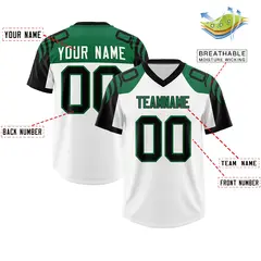 White Black Raglan Sleeves Pattern Football Jersey 2