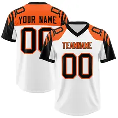 White Black Raglan Sleeves Pattern Football Jersey 1