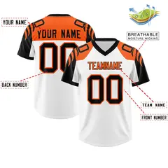 White Black Raglan Sleeves Pattern Football Jersey 2