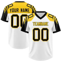 White Black Raglan Sleeves Pattern Football Jersey 1