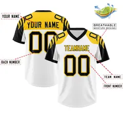 White Black Raglan Sleeves Pattern Football Jersey 2