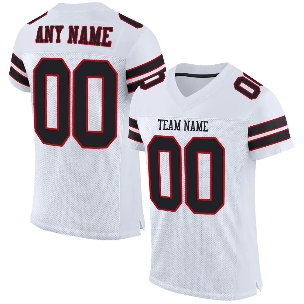 White Black-Red Classic Style Mesh Football Jersey