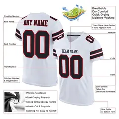 White Black-Red Classic Style Mesh Football Jersey 2