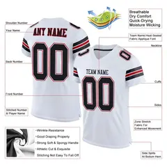 White Black-Red Classic Style Mesh Football Jersey 2